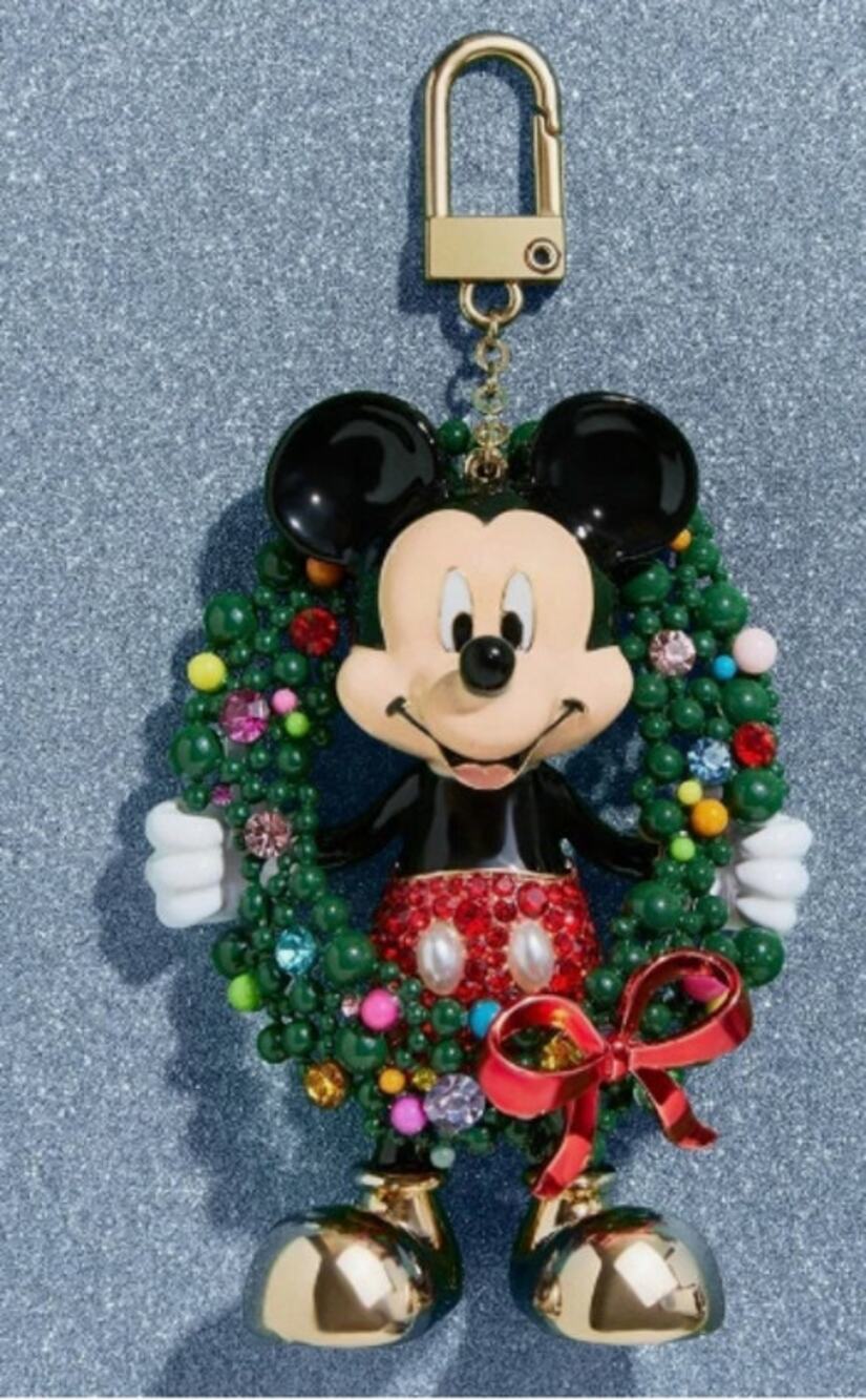 Disney BaubleBar Mickey Mouse Christmas Wreath Bag Charm Keychain Holiday NEW